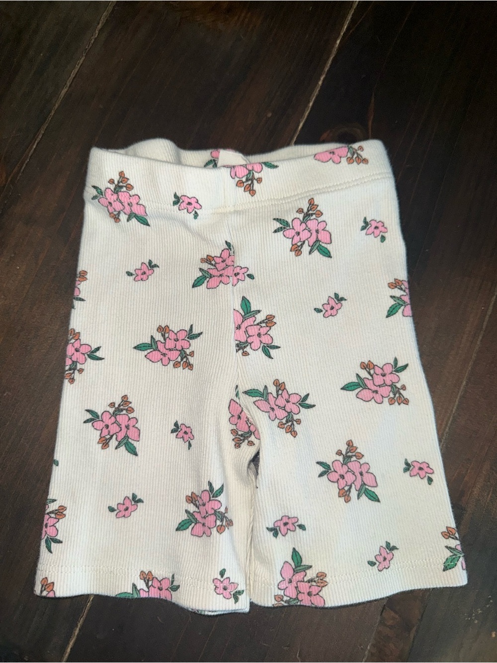 Zara White Pink Floral Biker Shorts Size 2 Year